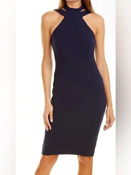 Bebe Women’s Halter top Black Dress With Choker Size Large - Picture 1 of 11